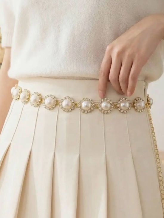 Accessories - Gold Pearl & Crystal Statement Necklace - Women Jewelry